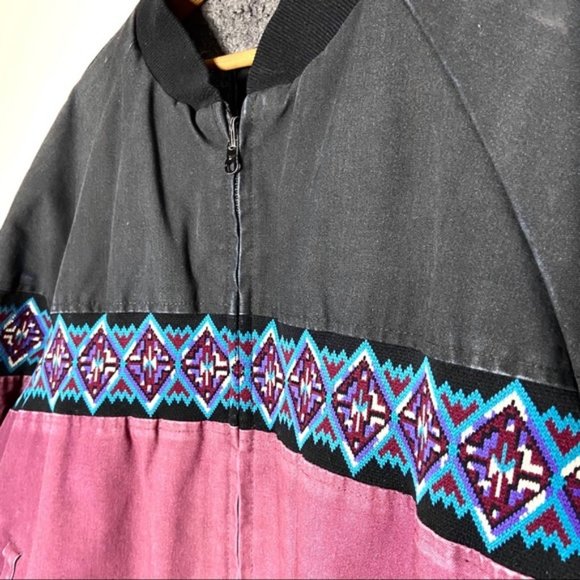 Vintage Davis James Native Print Distressed Bomber - Picture 5 of 8